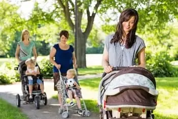 Mom with baby stroller