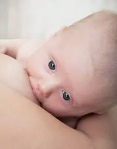 Breastfeeding baby close-up