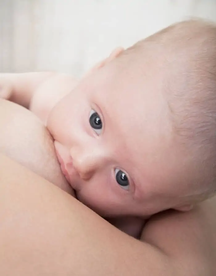 Breastfeeding baby close up
