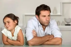 Father with strong willed daughter