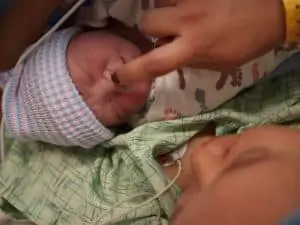 Newborn with mom