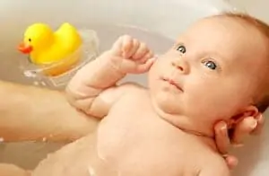 baby enjoying bathing