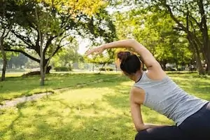 woman stretching outdoor