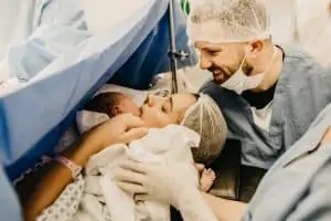 Parents in the delivery room