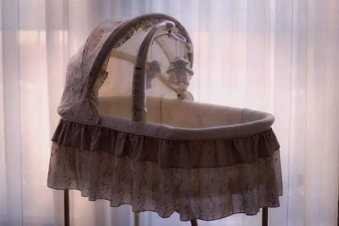 Baby bassinet in a room