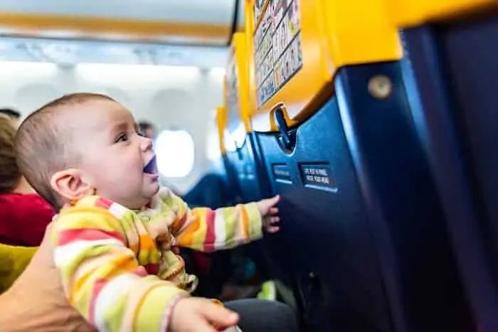 Baby traveling by plane