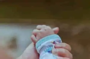 touch the baby hand