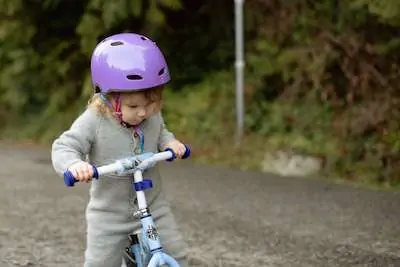 cyclist girl rides run-bike