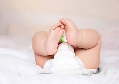baby feet and diaper