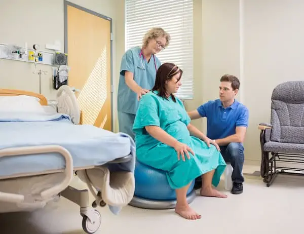 pregnant woman at hospital just before labor