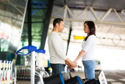 wife drops off husband at airport