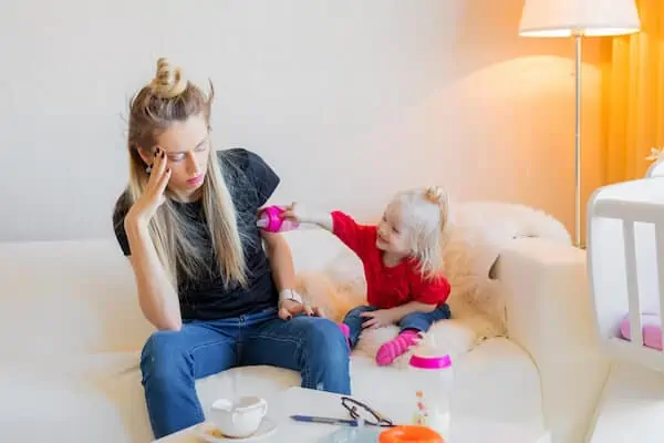 mom irritated by young kid