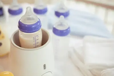 bottle of milk warming up