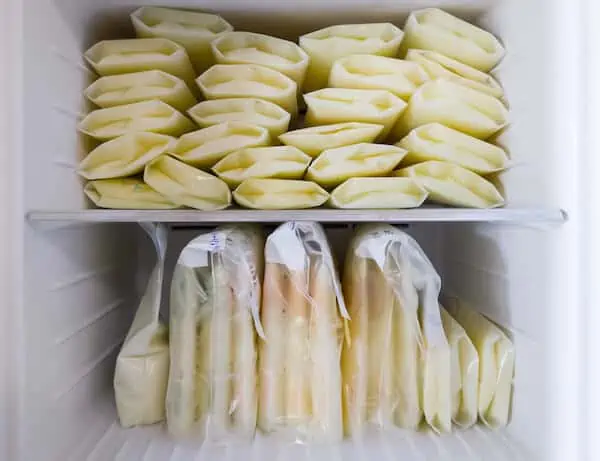 breast milk stocked up in refrigerator