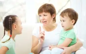 mom talks to toddler
