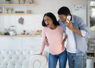 African American woman having labor